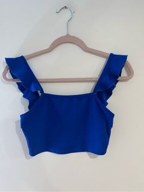 SHEIN Royal Blue Ruffle Strap Crop Tank